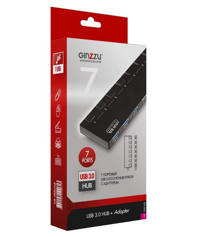 GR-388UAB USB-хаб (концентратор) Ginzzu