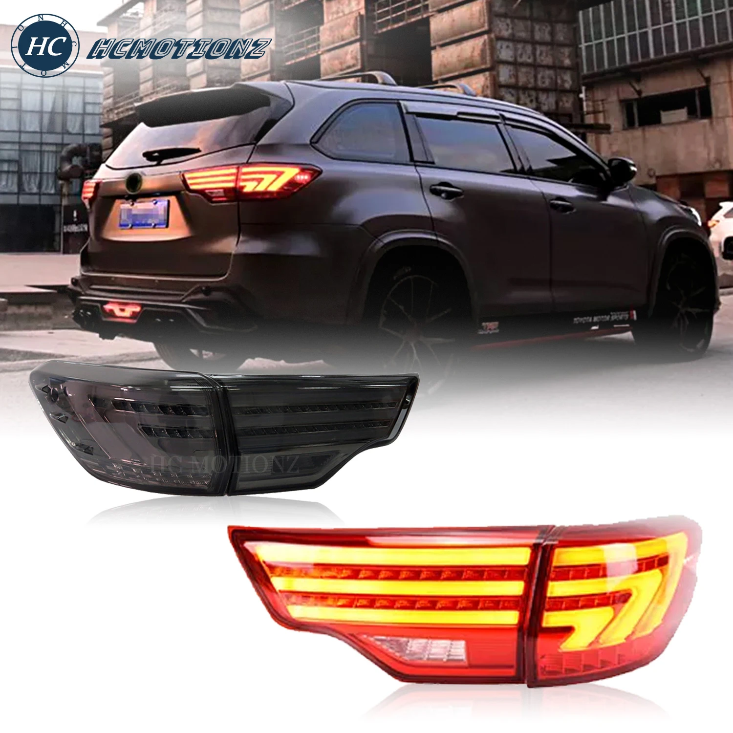 

HCmotion Car LED Taillights for Toyota Highlander 2014 2015 2016 2017 2018 2019 DRL Rear Lamps Assembly Auto Lamps Accessories