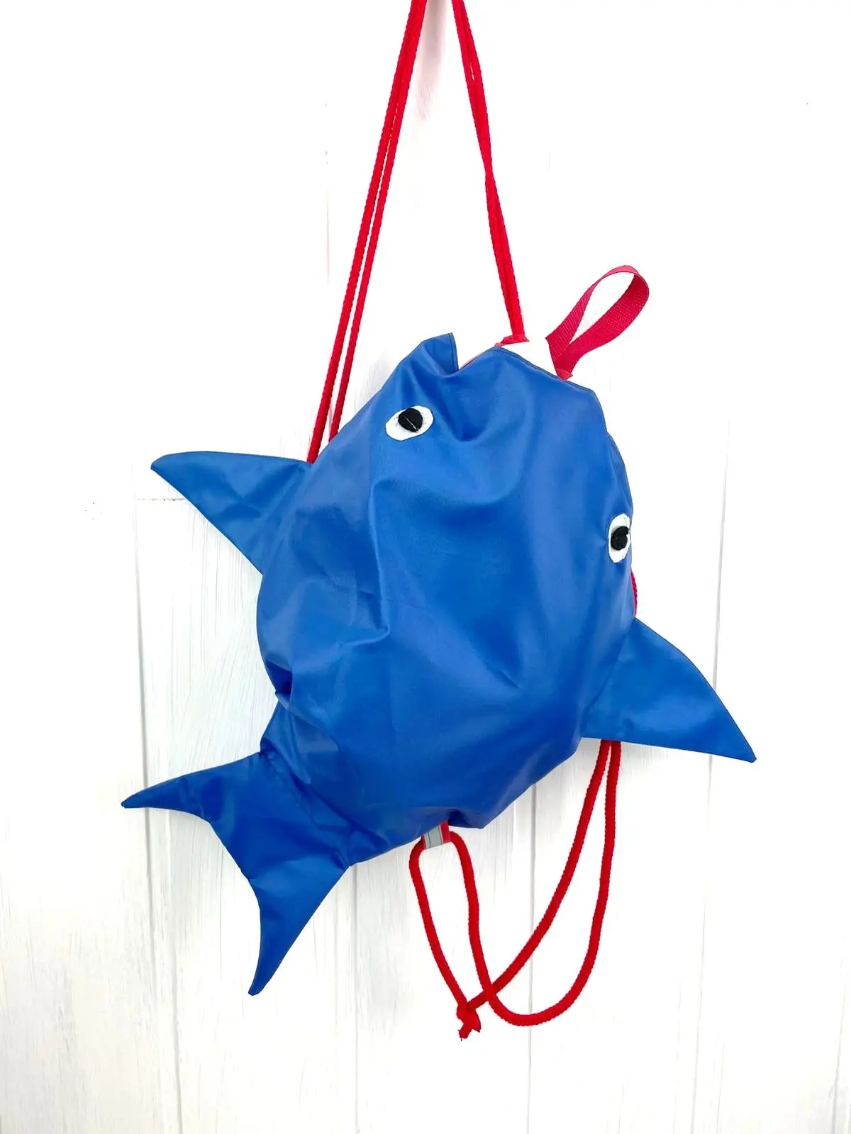 Мешок для сменной обуви сумка игрушек детский рюкзак ручной работы синяя Акула |