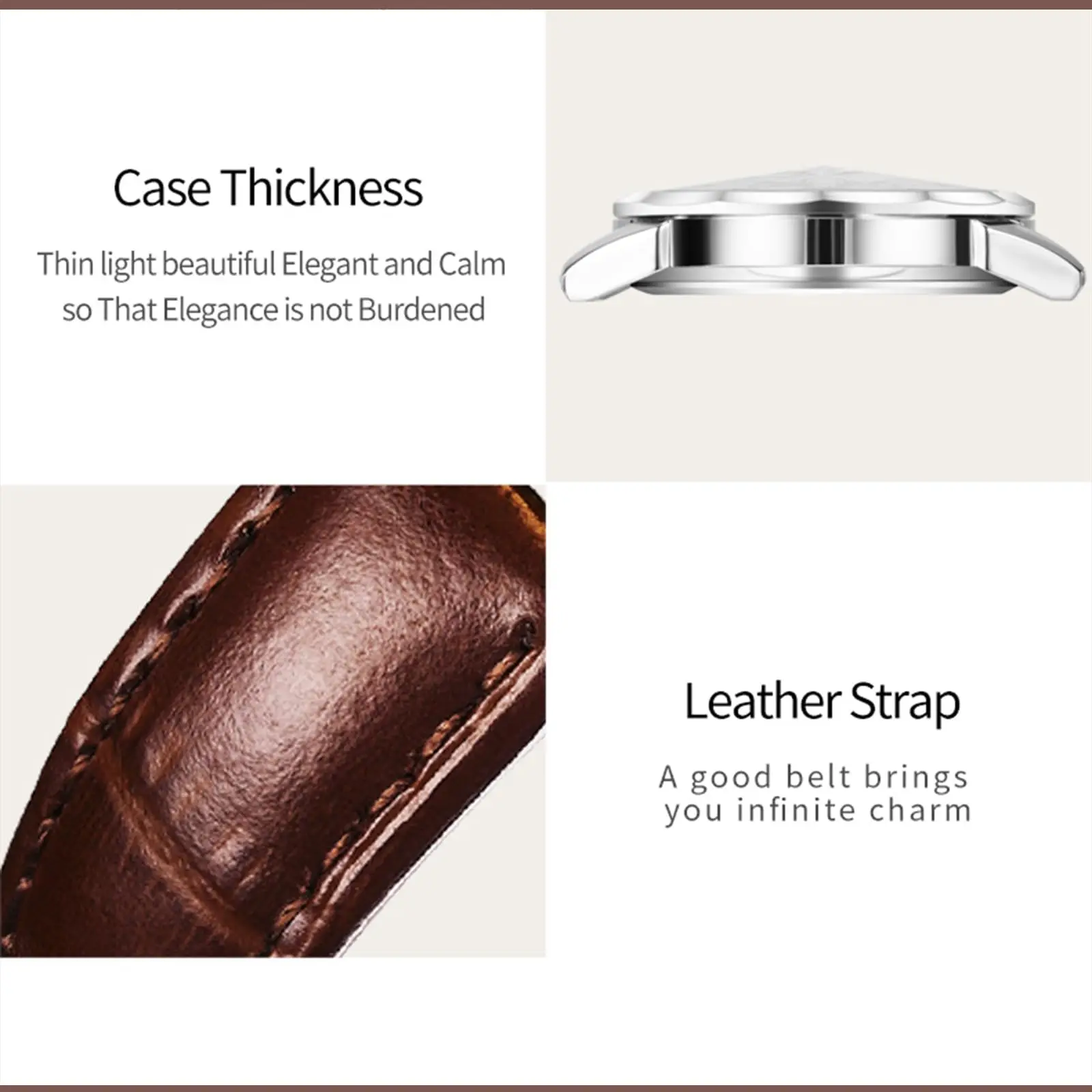 Женские часы OLEVS Водонепроницаемые Наручные с кожаным ремешком Милые Дата