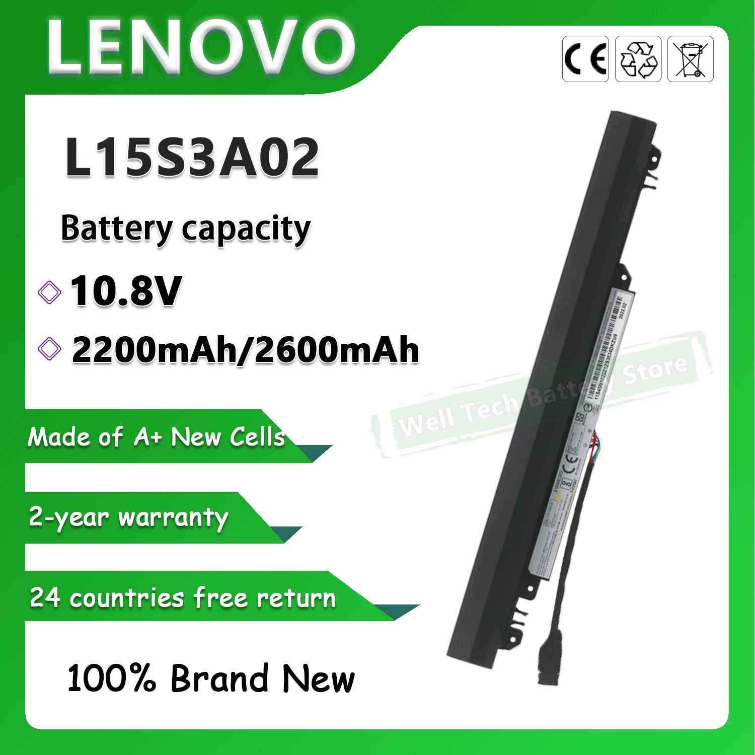 3 ячеек L15S3A02 Аккумулятор для ноутбука Lenovo IdeaPad 110-14IBR 110-15IBR 110-15ACL 110-15AST