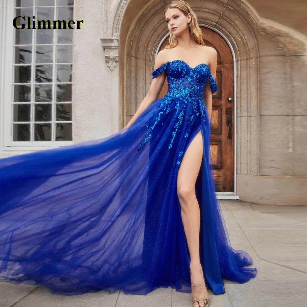 

Glimmer Modern Evening Dresses Appliques Sexy Formal Prom Gowns Personalised Abendkleider Fiesta De Noche Robe Ball Stretch