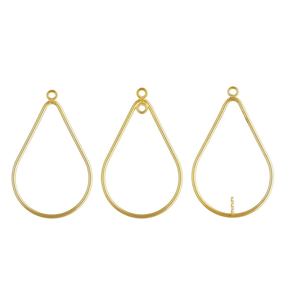 

14K Gold Filled Teardrop Charm with In&Out Ring Plain Drop Jump Ring w/ Peg for Earring