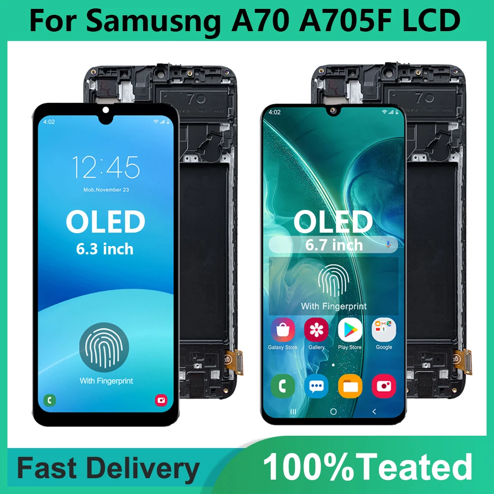 ЖК-дисплей A70 Super AMOLED для Samsung Galaxy A70, A705, A705F, зеркальный ЖК-дисплей, сенсорный экран, дигитайзер в сборе с рамкой