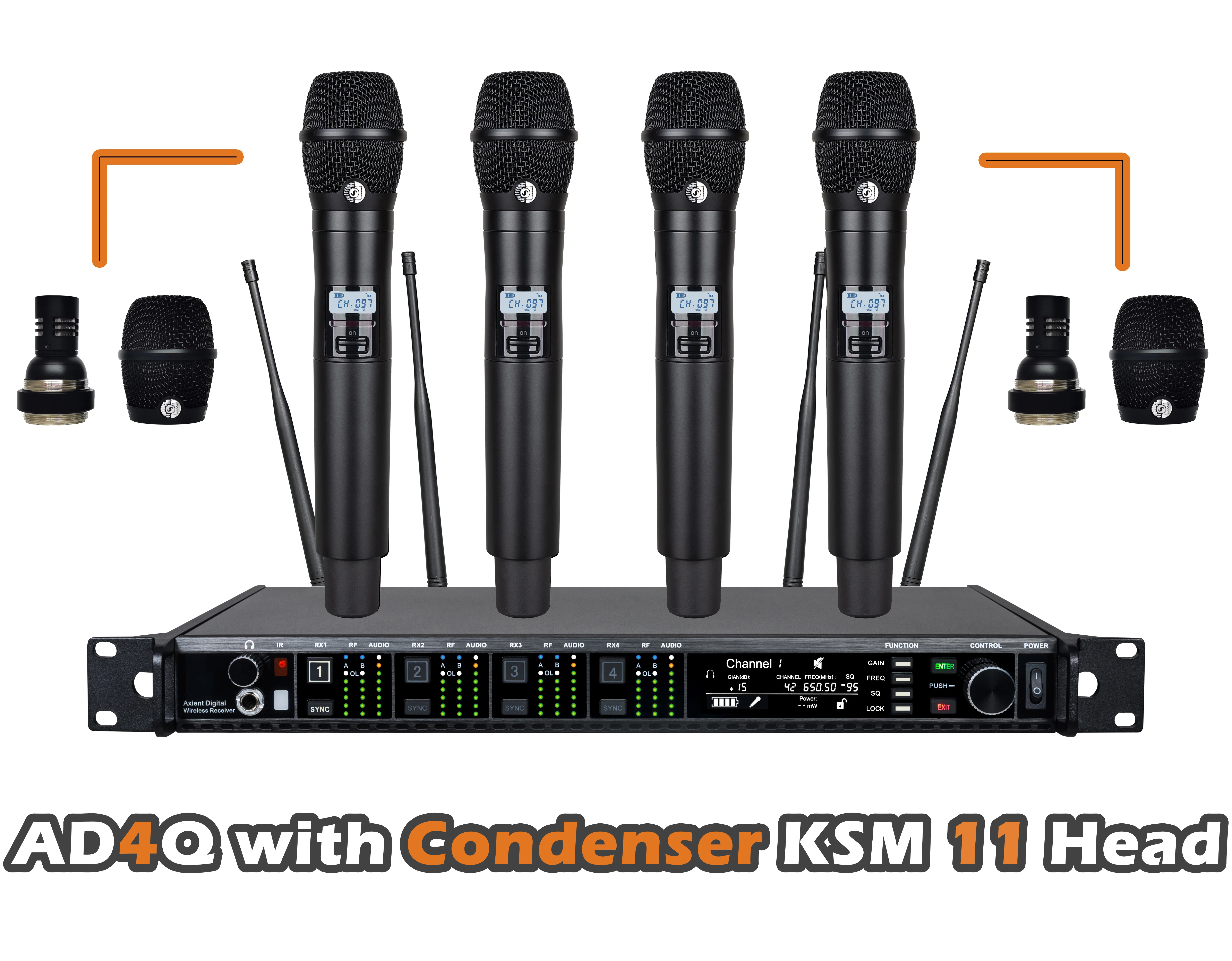 Фото Конденсаторный микрофон KSM11 AD4Q, 4-канальный беспроводной микрофон, профессиональная система, гарнитура, петличный микрофон для сцены, 5/6/900 МГц №2