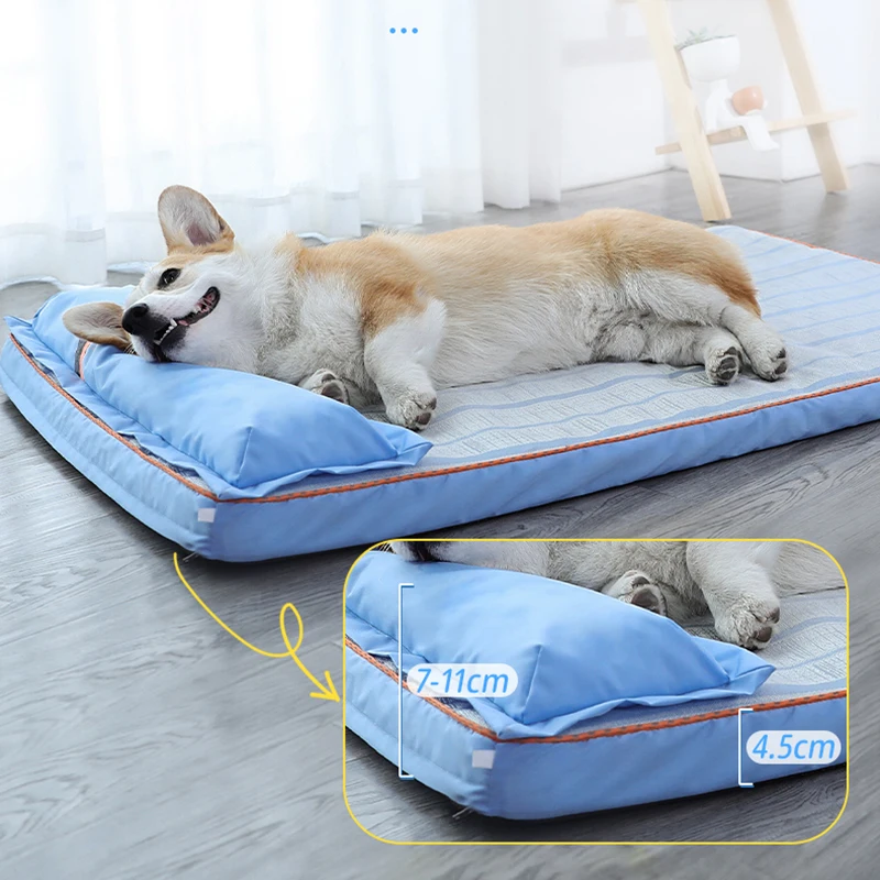 

Охлаждающая кровать для собаки с подушкой, толстый коврик для питомцев, для малых, средних и больших собак, кошек, крутая подстилка, товары для домашних животных