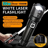 1500 meters long shot led flashlight type c rechargeable searching spotlights 5000000 lumen white led tactical flashlights torch
