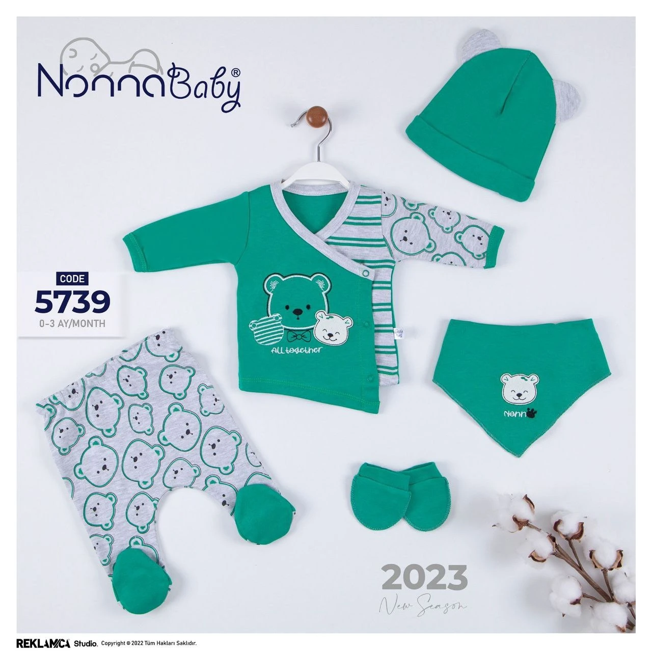 

Хлопковый комплект для новорожденных 0-3 мес. для мальчиков и девочек