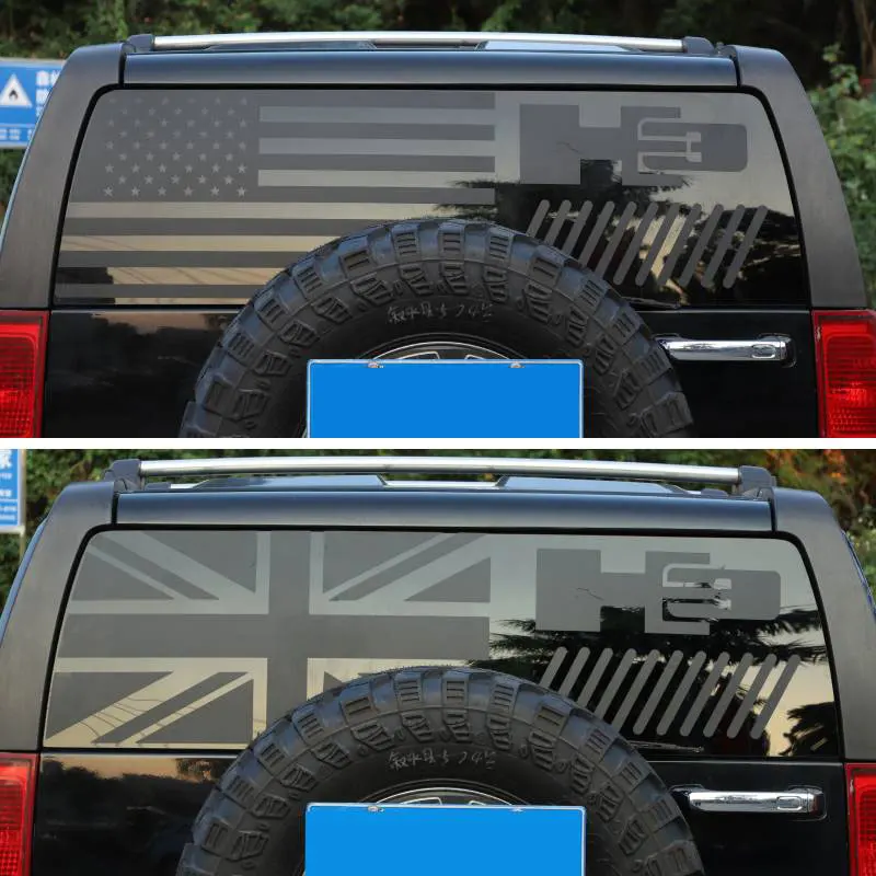 For Hummer H3 2005-2009 car styling Polycarbonate Black Car Rear Window Windshield Graphic Decal sticker car Accessories