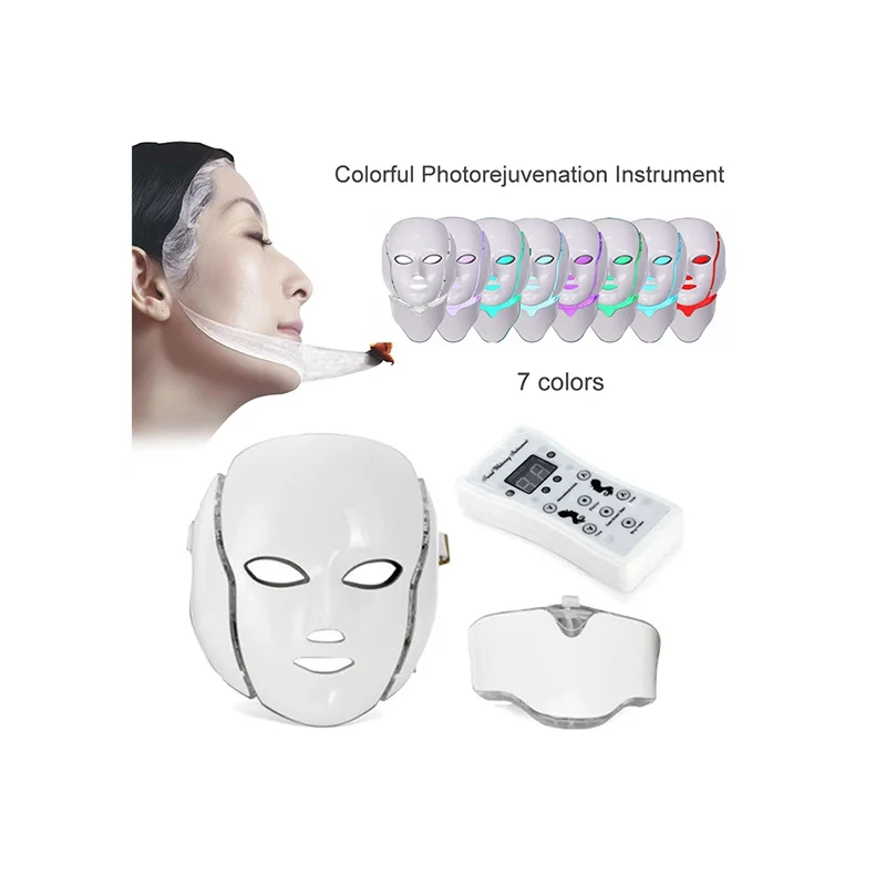 Manufacturer 7 Color LED Neck Face Mask PDT Portable Photon Light Therapy Facial Beauty Equipment