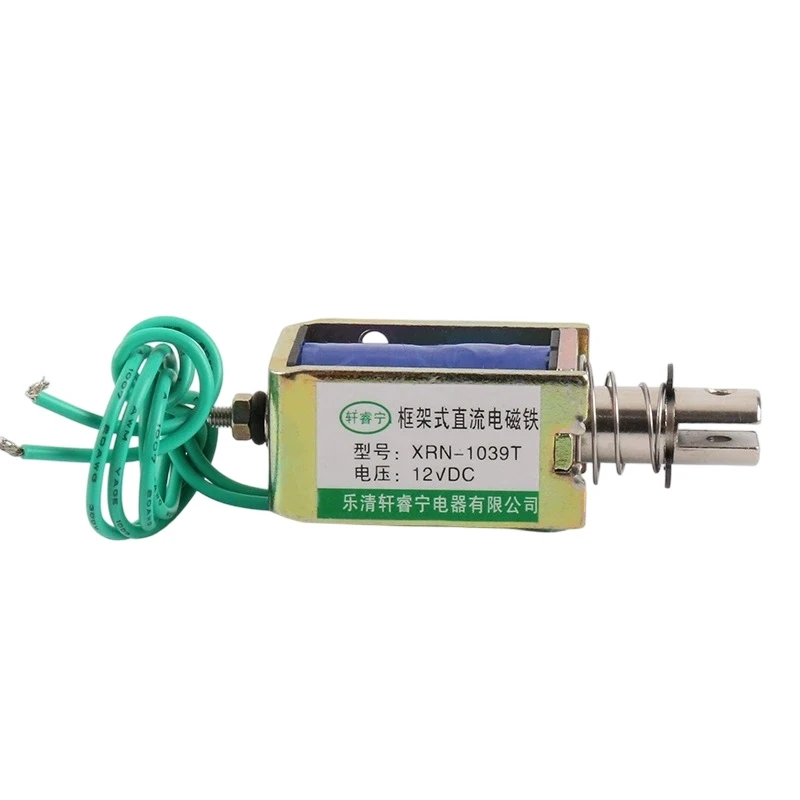 Фото XRN-1039 XRN-1039T DC рамный толкательно-тяговый соленоидный электромагнит 12В 24В 22Вт с ходом 10 мм, миниатюрный линейный привод №1