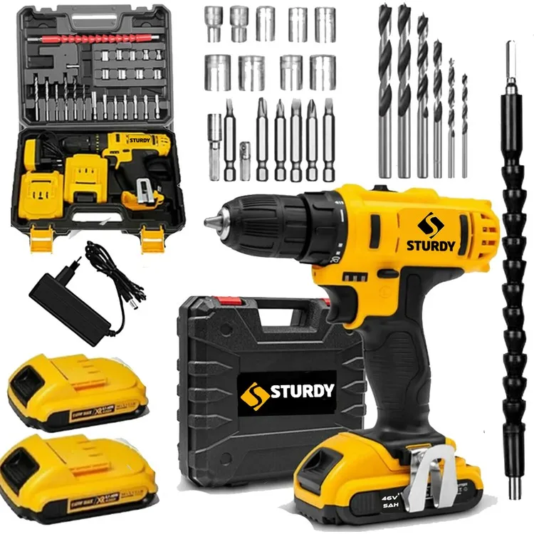 Sturdy Power Tools 46VF 5mah Двойная литиевая аккумуляторная винтовая ударная дрель New Technology Набор из 27 деталей