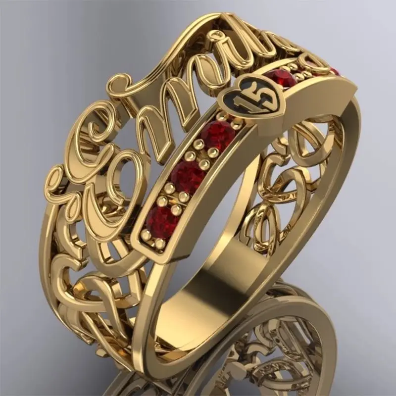 

Customized Name 3D Ring Personalized Name Ring Unisex Custom Letter Hip Hop 18K Gold-Plated Stainless Steel Rings For Women Men