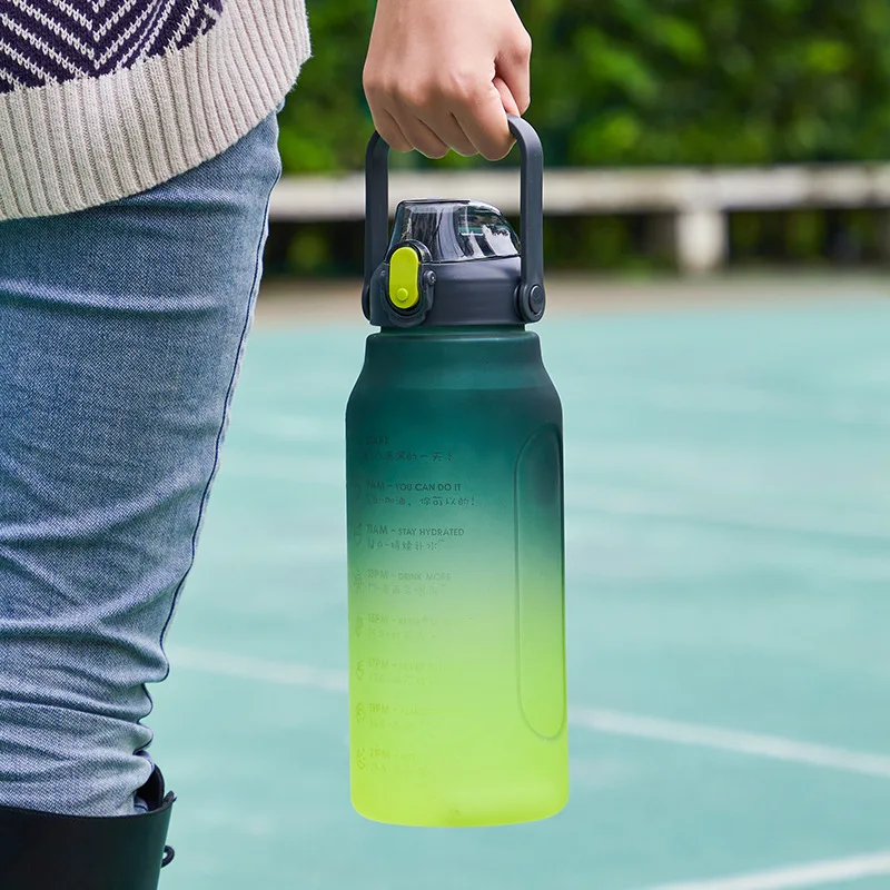 

Gradient water cup 2L large capacity portable water bottle for girls outdoor sports fitness color straw cup