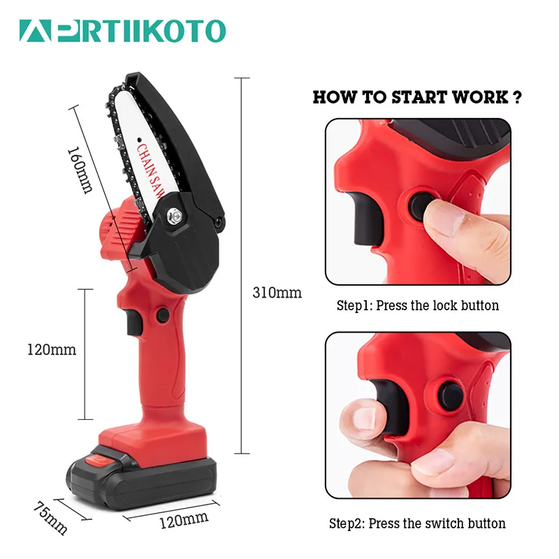 4-дюймовая Мини-электрическая Бензопила Aprtiikoto Портативная Перезаряжаемая