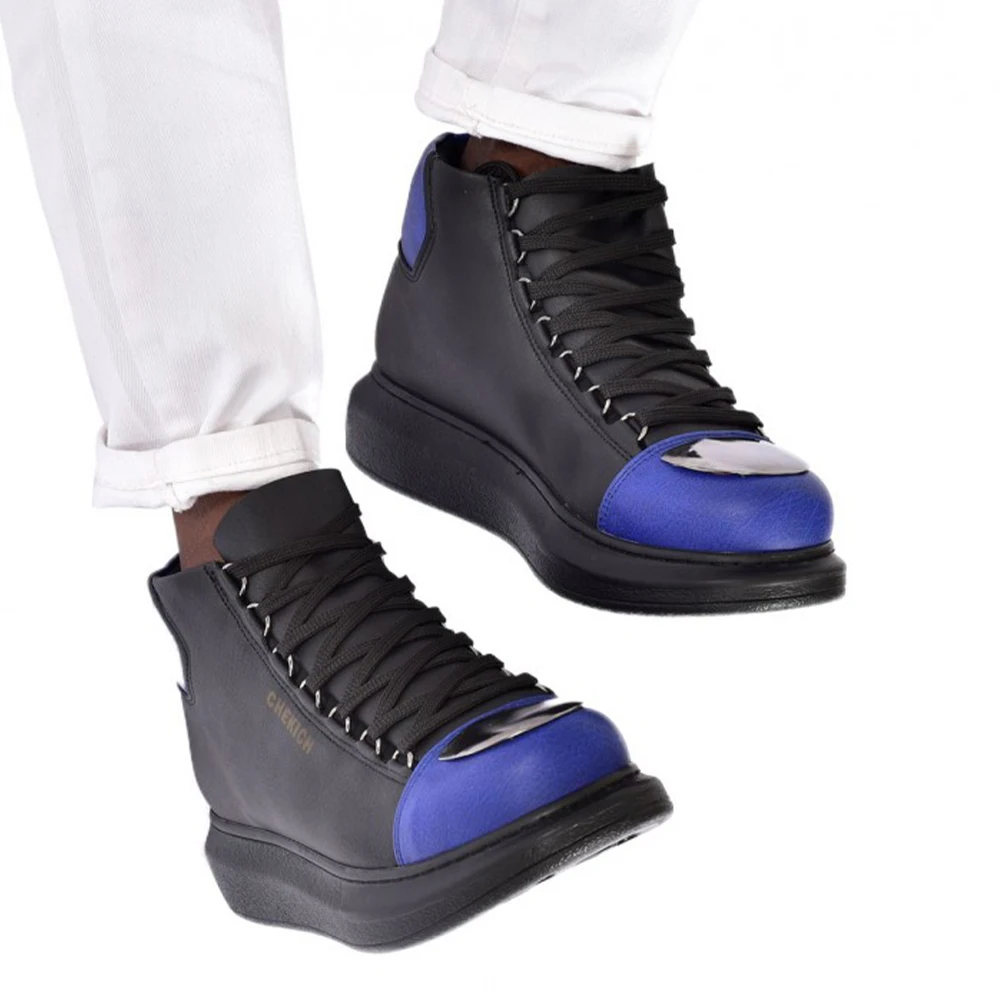 Men's and Women's Shoes Blue Black Sole 2023 Faux Leather Fall Season Lace Up Unisex Sneakers Comfortable Ankle Gentlemen's Fashion Office Trekking Outdoor Light Odorless Breathable Warm Boots Non Slip Snow 267