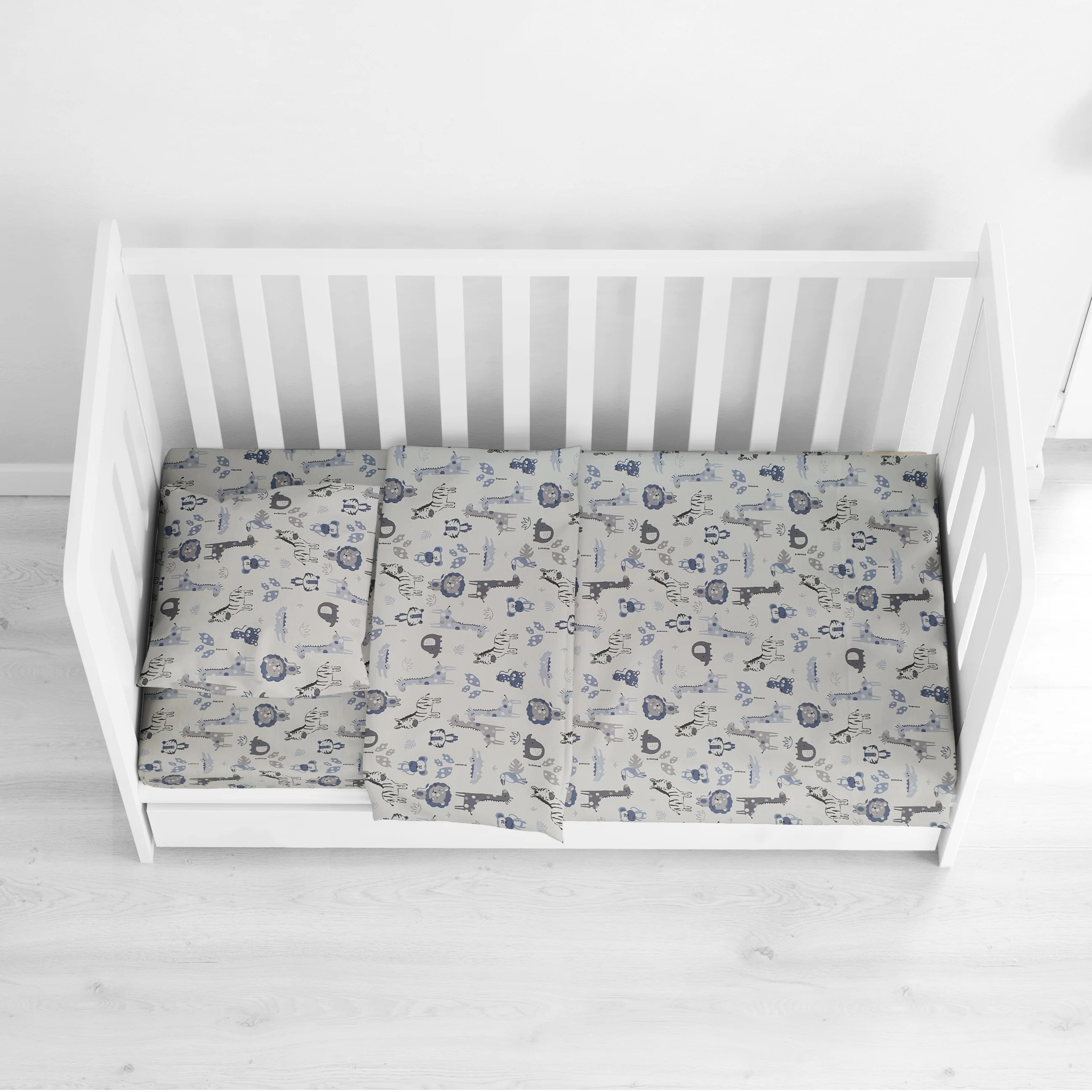 

100% cotton 4 pieces baby duvet cover set 100x150 duvet cover, 120x180 bed sheet, 2(35x45) pillowcases