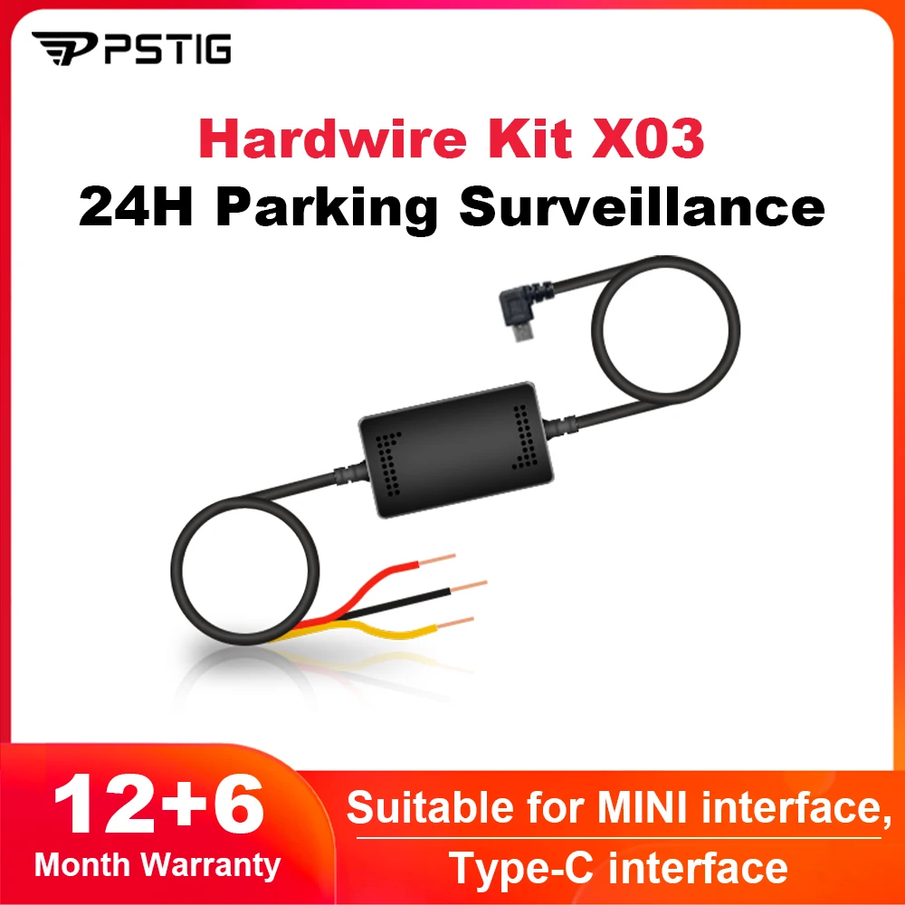 

PSTIG X03 Hardwire Kit 24H Parking Monitoring Car DVR Record For Low Vol Protection Mini/Type-c Port 12V-24V in 5V2.5A Charger