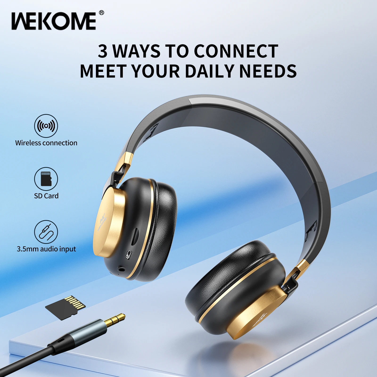 Беспроводные наушники WEKOME M10, Bluetooth 5,0, 40 мм, поддержка SD-карты