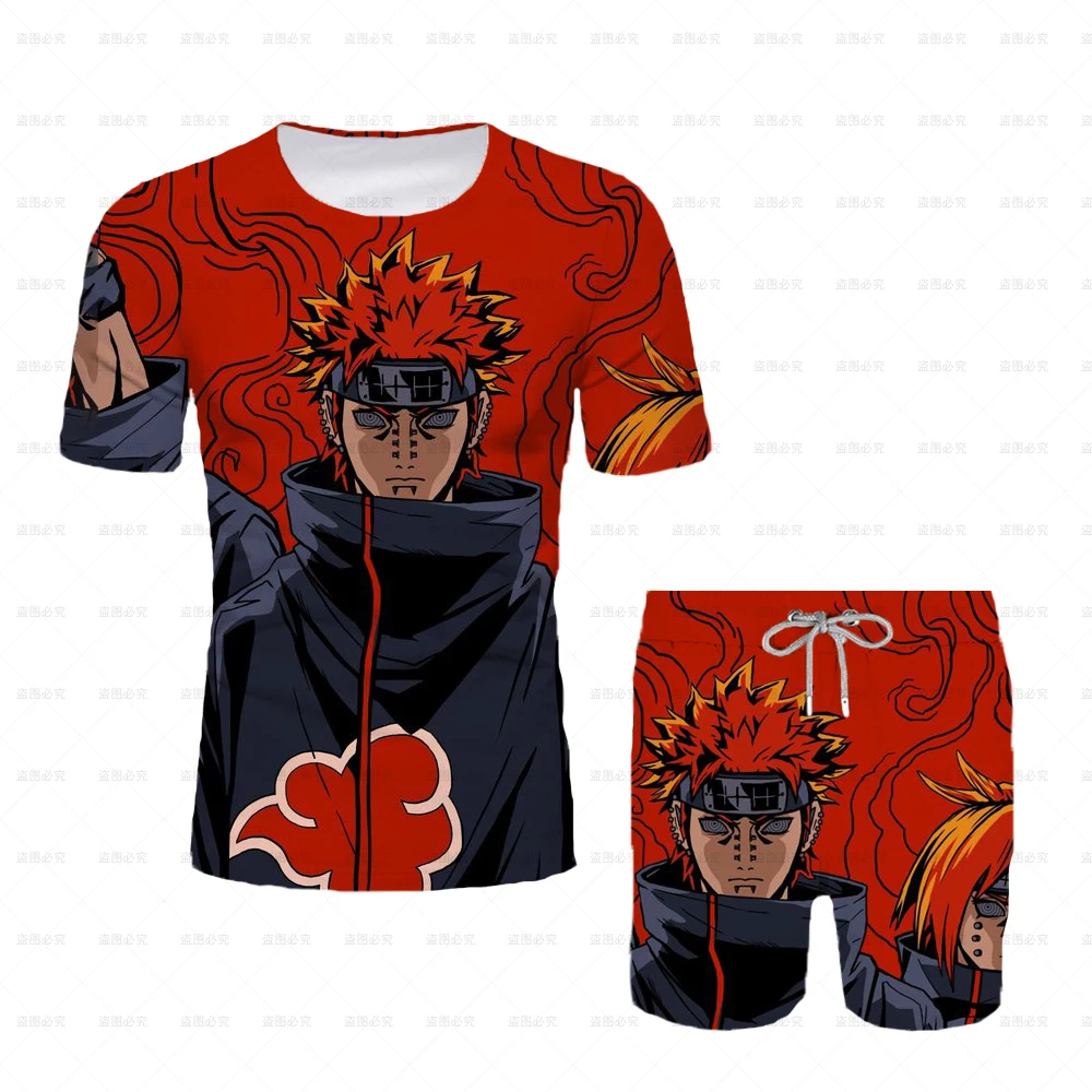 

Naruto short-sleeved T-shirt suit men and women with the same style Harajuku casual loose short section 2022 new children's suit