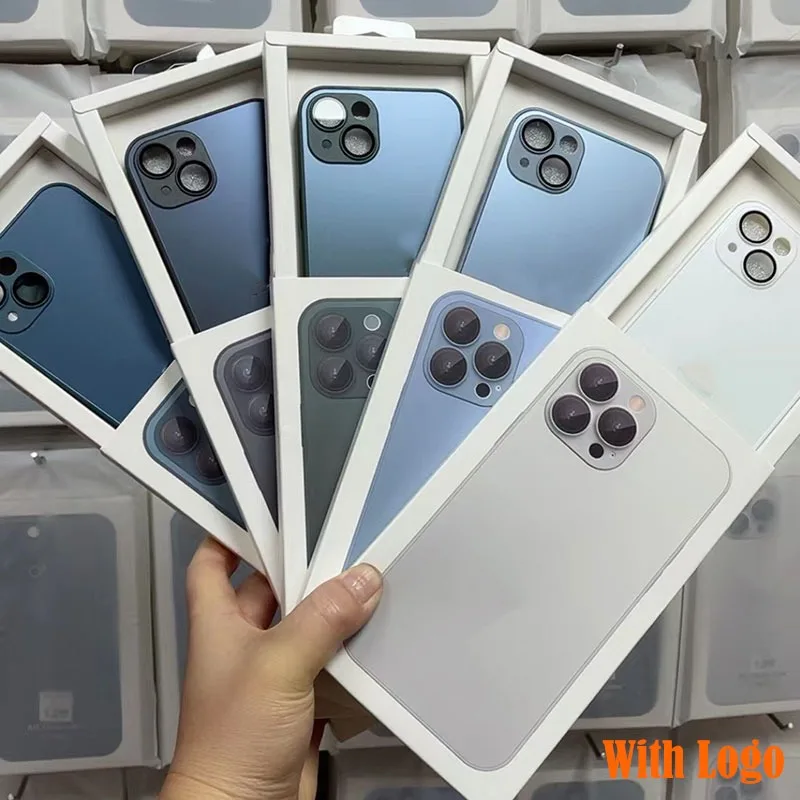 

AG Silicone Matte Glass Case For iPhone 14 13 12 11 Pro Max ProMax Plus，Frosted Glass Phone Case With Integrated lens Film