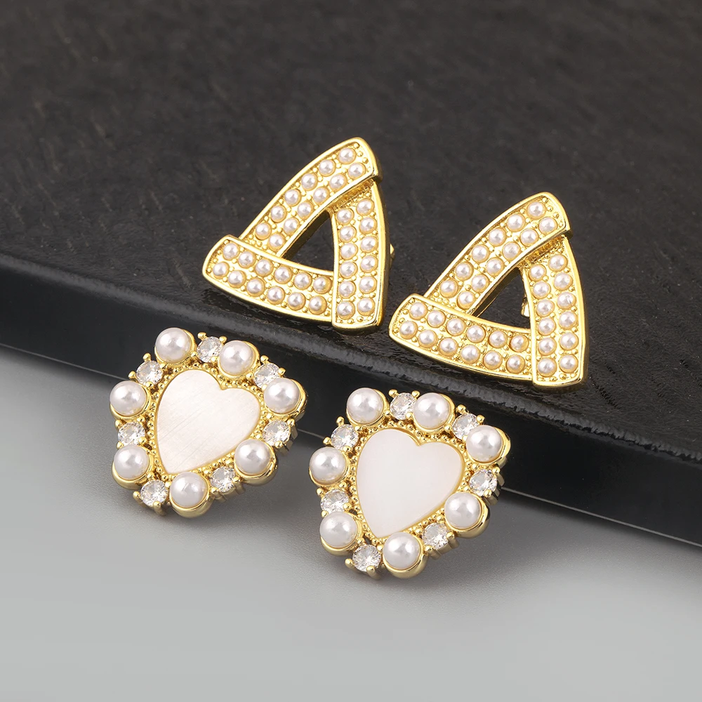 Серьги Nidin с жемчугом в форме сердца 4 вида