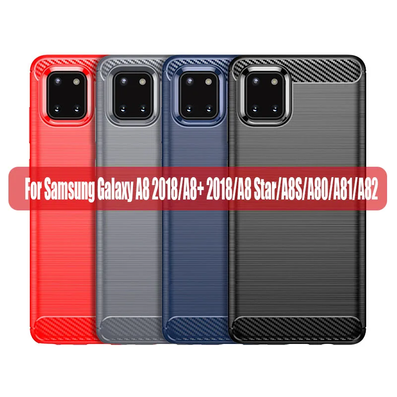 

Case for Samsung Galaxy A8 2018 A8+ 2018, Phone Cover for Samsung Galaxy A8 Star A8S A80 A81 A82, TPU Silicone Black Red Blue