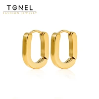 classic fashion stainless steel gold color plated hoop earrings for women small u shape lightweight small hoop jewelry for girls