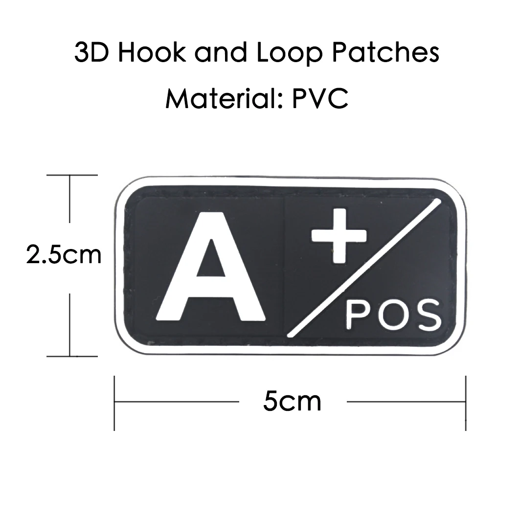 A B AB O Rh +-позитивная отрицательная 3D ПВХ нашивка в виде крови военный крючок и