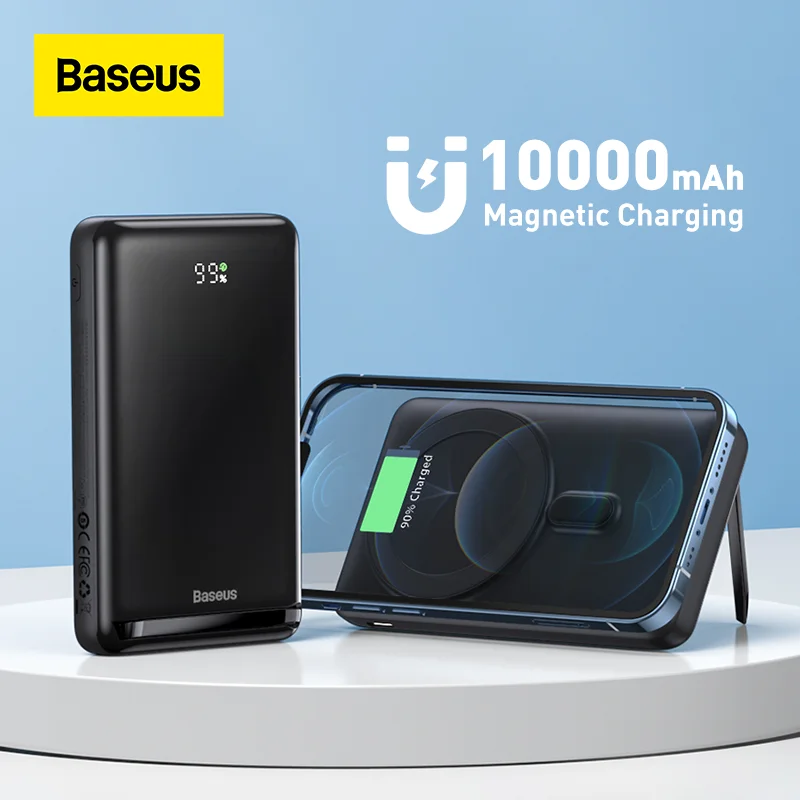 Baseus магнитное Беспроводное зарядное устройство Power Bank 10000 мАч 15 Вт Беспроводная