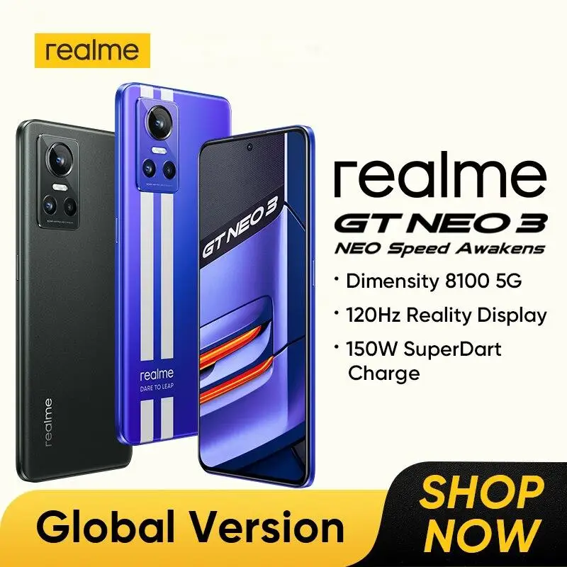 

realme GT NEO 3 5G Smartphone Dimensity 8100 6.72" 120Hz OLED Display Sony IMX766 OIS Camera 80W/150W SuperDart Charge 5000mAh