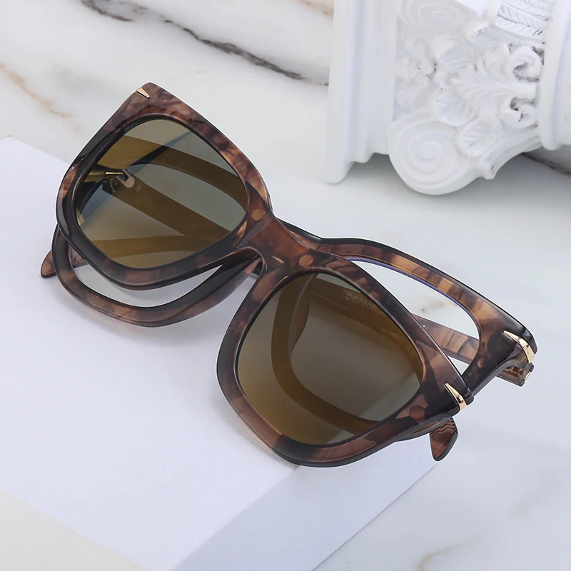 

Зеркальные Солнцезащитные очки с магнитной застежкой, мужские солнцезащитные очки с несколькими линзами и квадратной оправой, модные ретр...