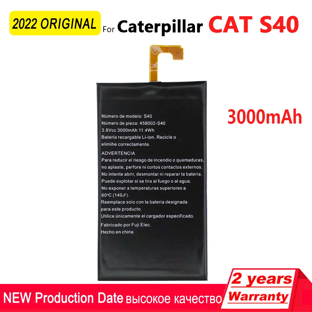 100% Оригинальный 3000Ah S40 Сменный аккумулятор для телефона Caterpillar CAT 458002-S40