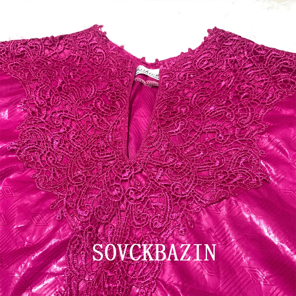 Африканское Оригинальное длинное платье Bazin с шарфом швейцарская вуаль