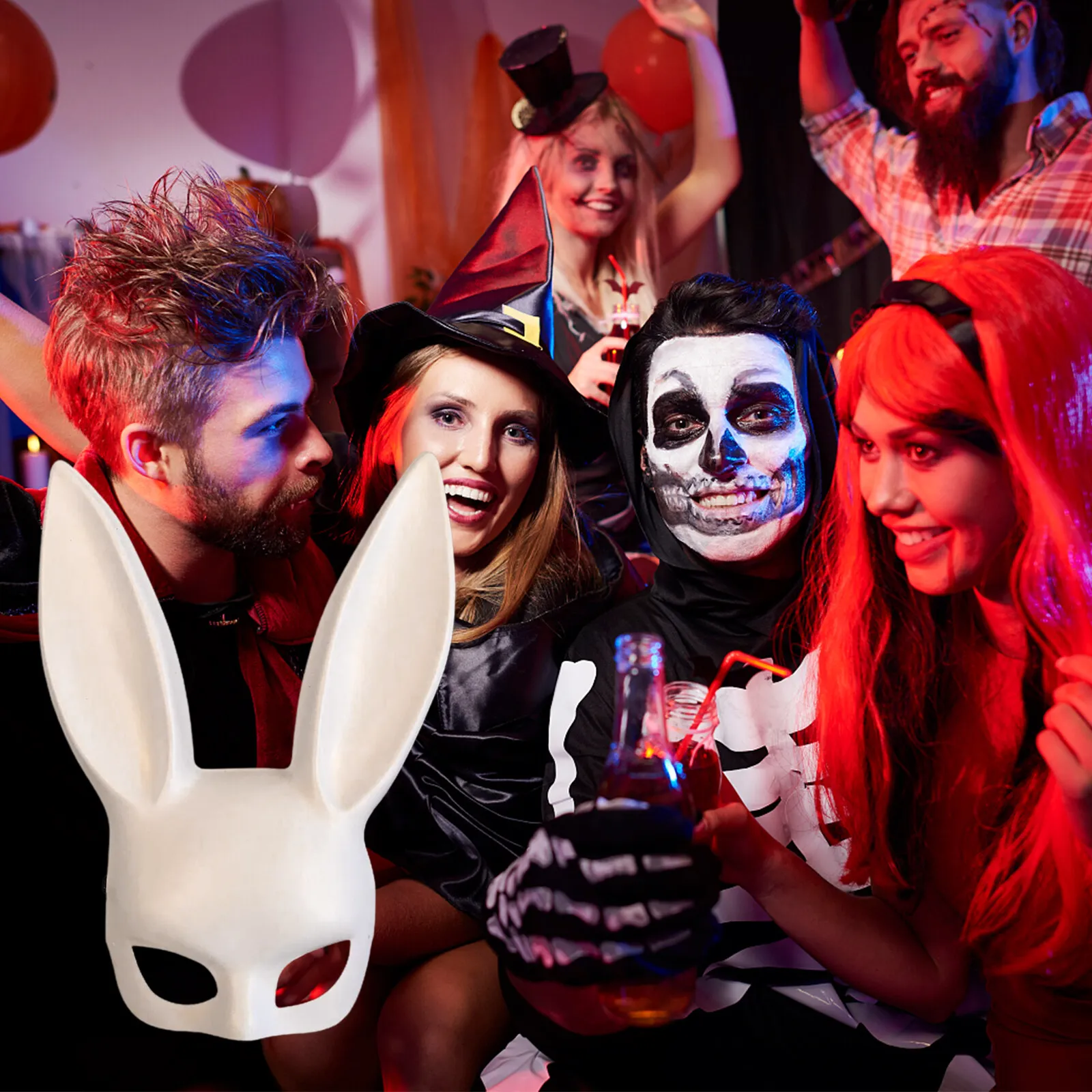 Маска кролика на половину лица Хэллоуин для пасхальных вечеринок и ночных клубов