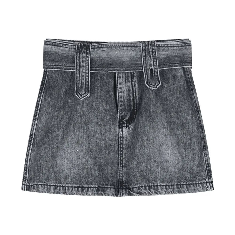 

Летняя Сексуальная джинсовая юбка с шортами, облегающая Сексуальная серая женская джинсовая мини-юбка с поясом, Повседневная дорожная хлоп...