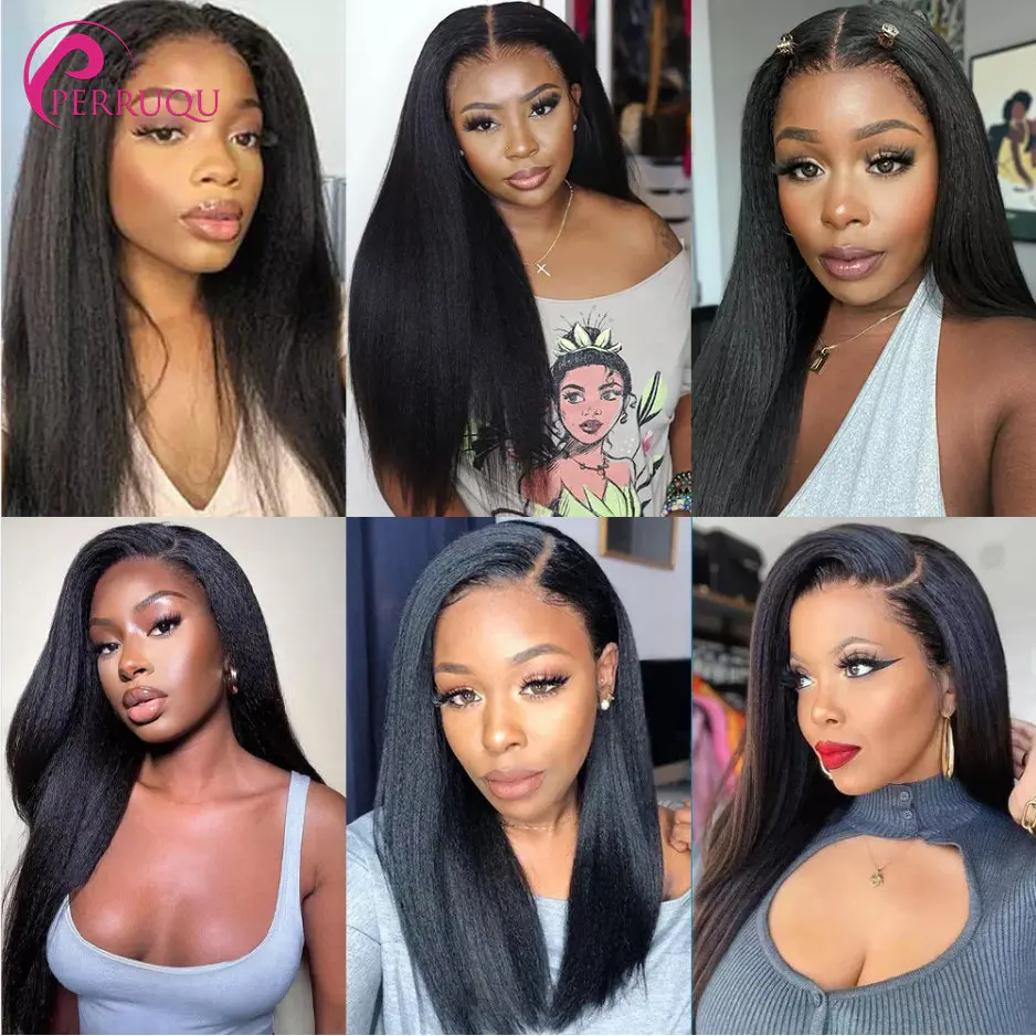 Парик из натуральных кудрявых прямых волос 13X6 HD 4x4 5x5 6x6 бразильский яки - купить по