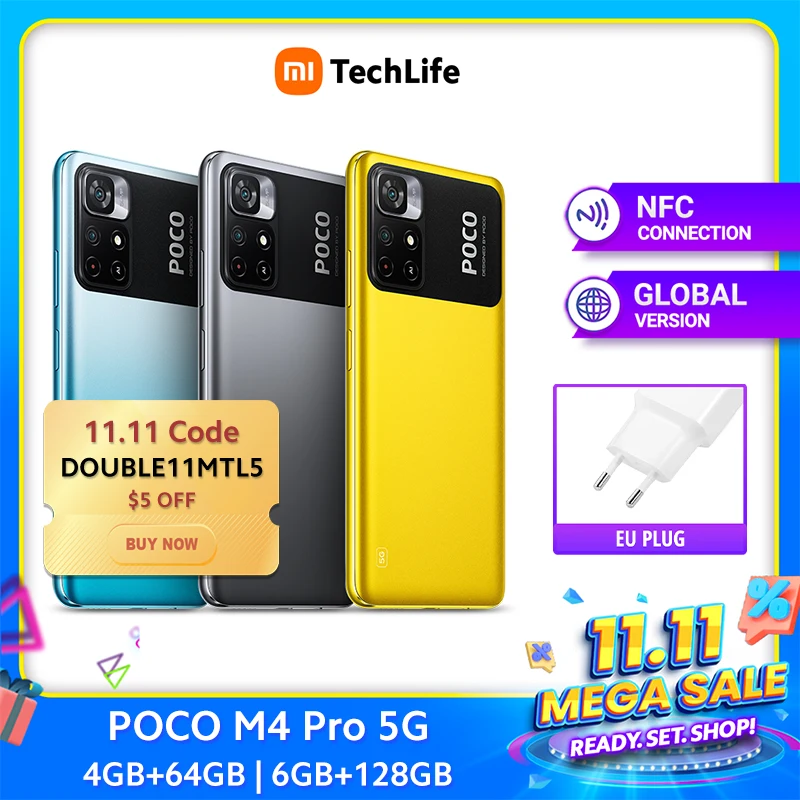 Tanie Wersja Globalna Poco M4 Pro 5G NFC (fabrycznie Nowe/uszczelnione) MediaTek Dimensity 810 5G | Bluetooth 5.1 | 5000mAh 33W | IP53