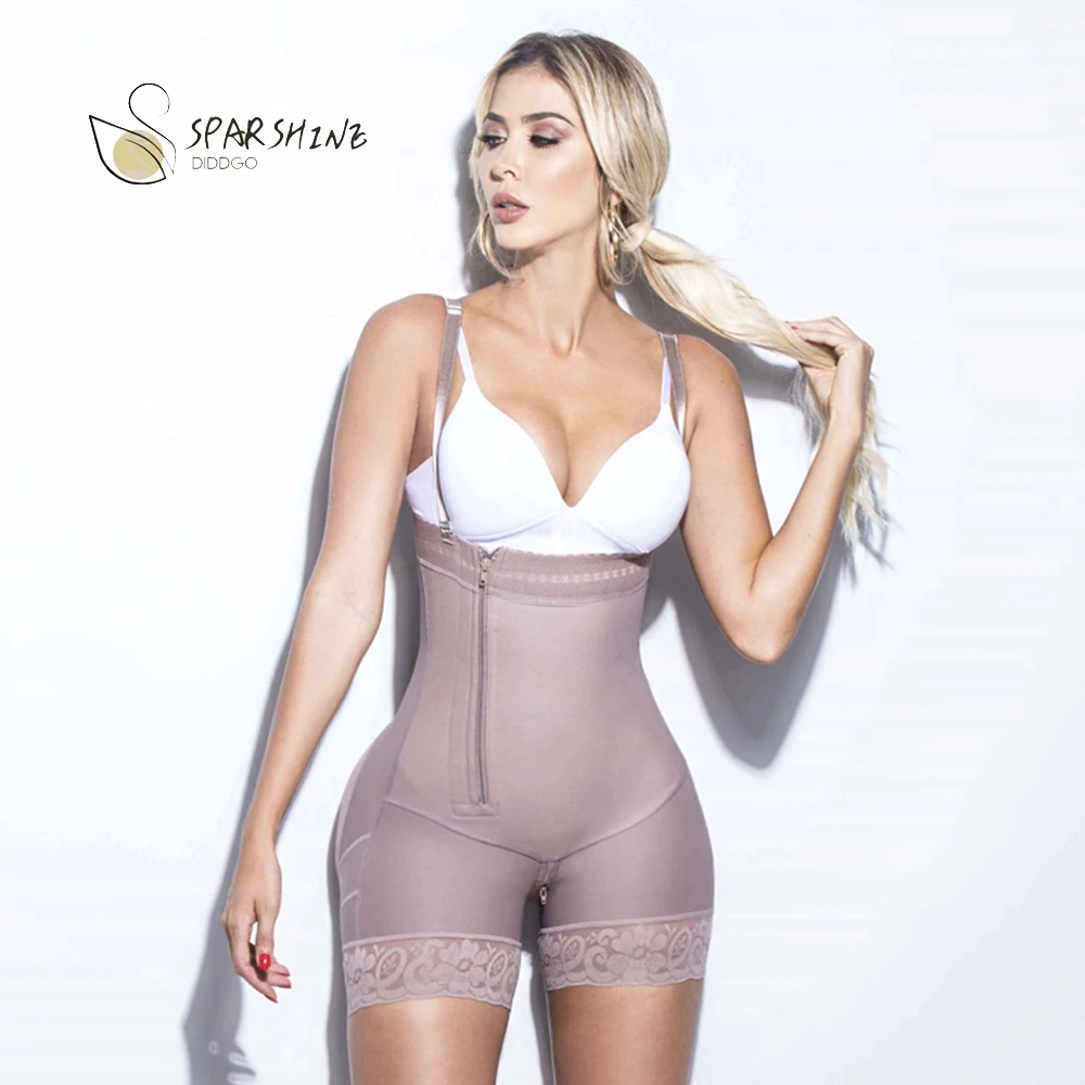 Women's Shapewear Side Zipper Tummy Control Hip Lift Lace Ajustable Shoulder Strap Bodysuit Butt LiFter