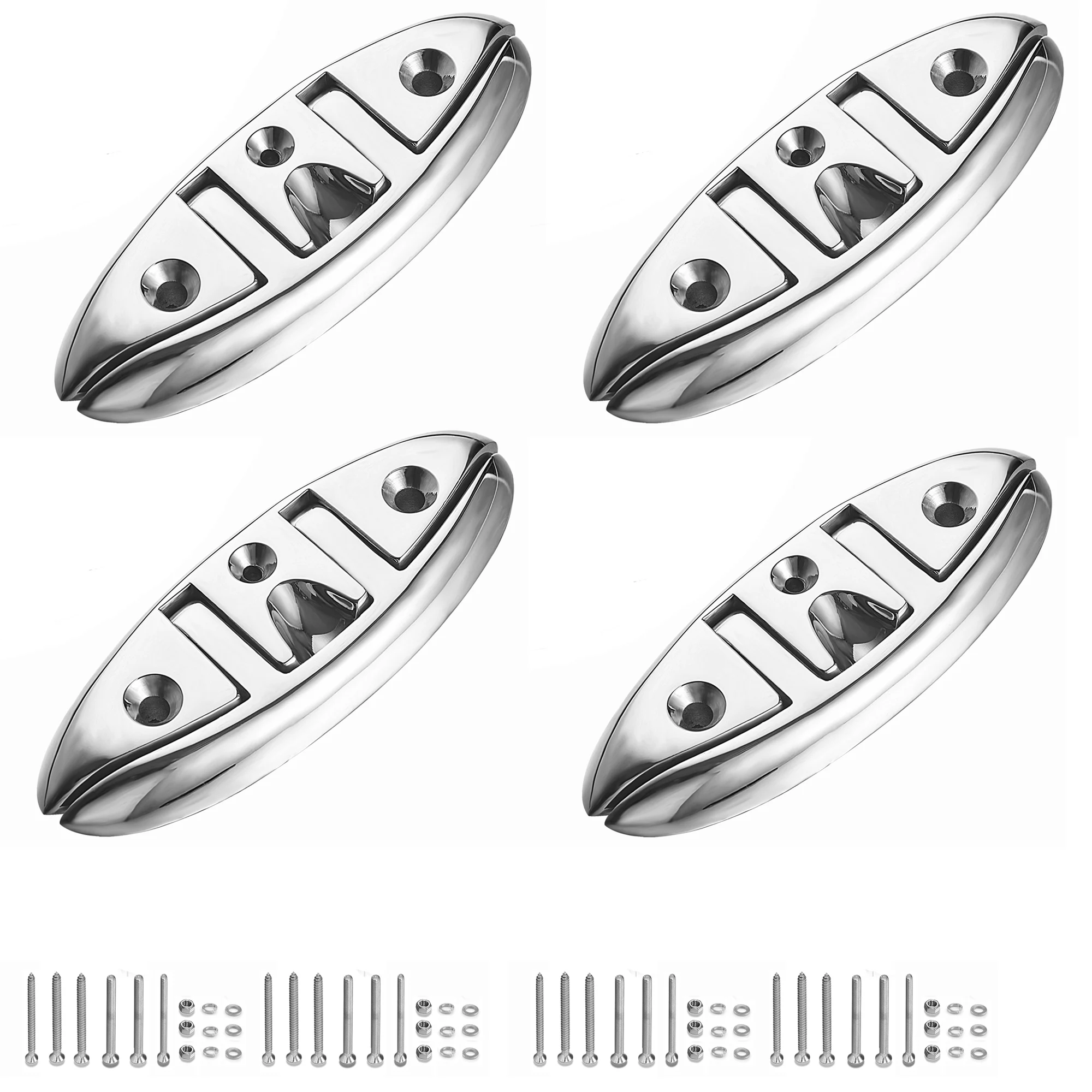 Boat Folding Cleats 5 Inch 4 Packs, Flip-up Dock Cleats, Boat Cleats, 316 Stainless Steel, with Screws and Locking Nuts