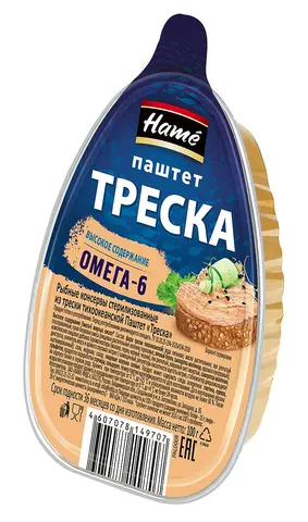 Упаковка 16 банок Паштет Hame Треска алб 100г - изображение