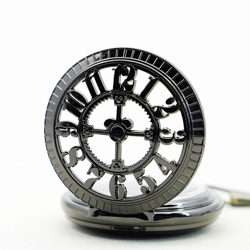 Antique Skeleton Flap Vintage Pocket Watch Mechanical Hand-winding Mens Skeleton Chain Watches Gift Clock relogio masculino