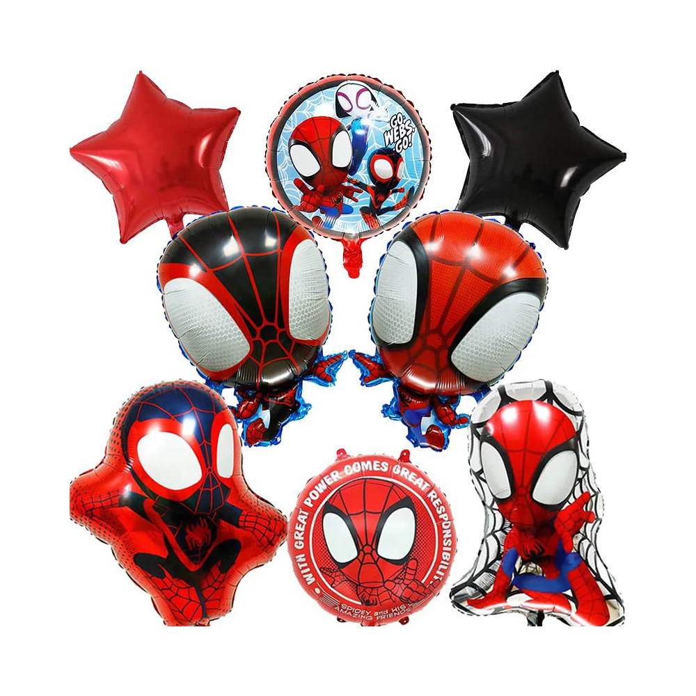 

8PCS Spidey Foil Balloons for Spidey and His Amazing Friends Party supplies Children Spider theme birthday Ballooo Decorations