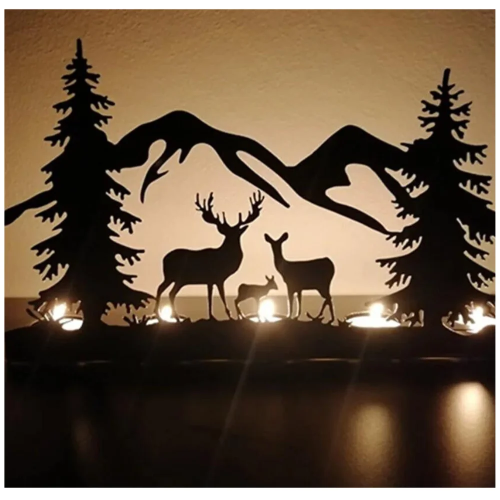 With Reindeer Scenery View Candlestick Home Decoration Living Room Cafe Party And Souvenir Stylish Design A