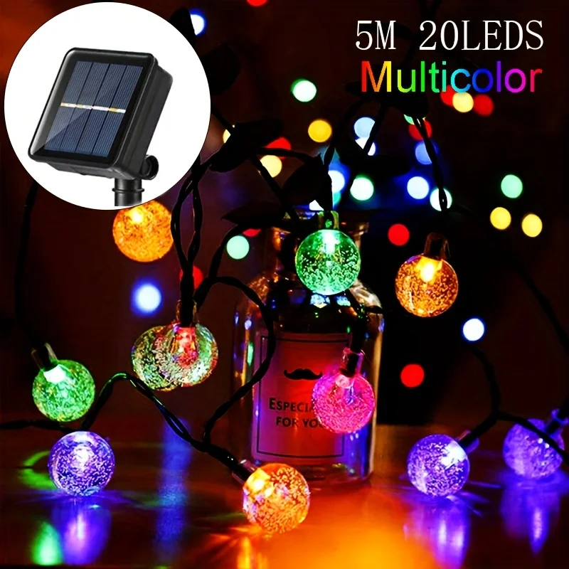 

Солнечные гирлянды Hoopet 20/50/100 LED, теплый белый свет, хрустальные шары