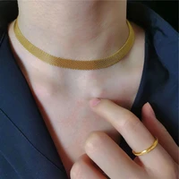 gold plating stainless steel mesh belt necklace braided cuban weaving chain net choker necklaces for women jewelry gift