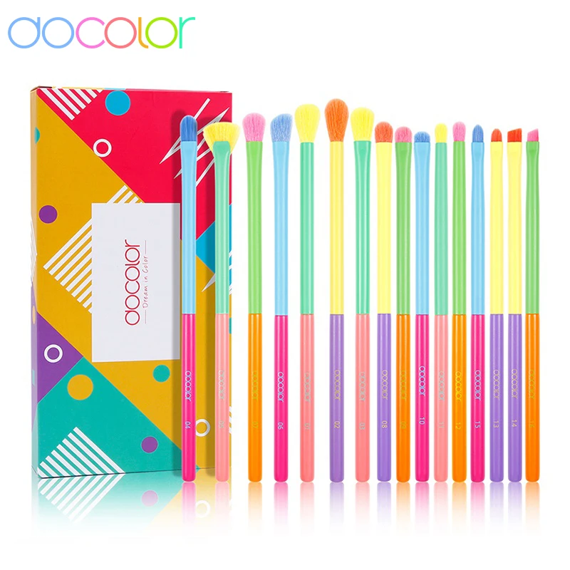Eyes Makeup Brushes 15/16pcs Colorful Professional Makeup Brushes Eyebrow Eyeshadow Eyeliner Blending Makeup Brushes Set