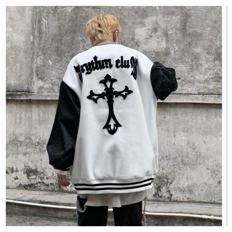 

Мужская бейсбольная форма крест-джескеты, мужская куртка в стиле Харадзюку, флисовая одежда, куртки, женская уличная одежда