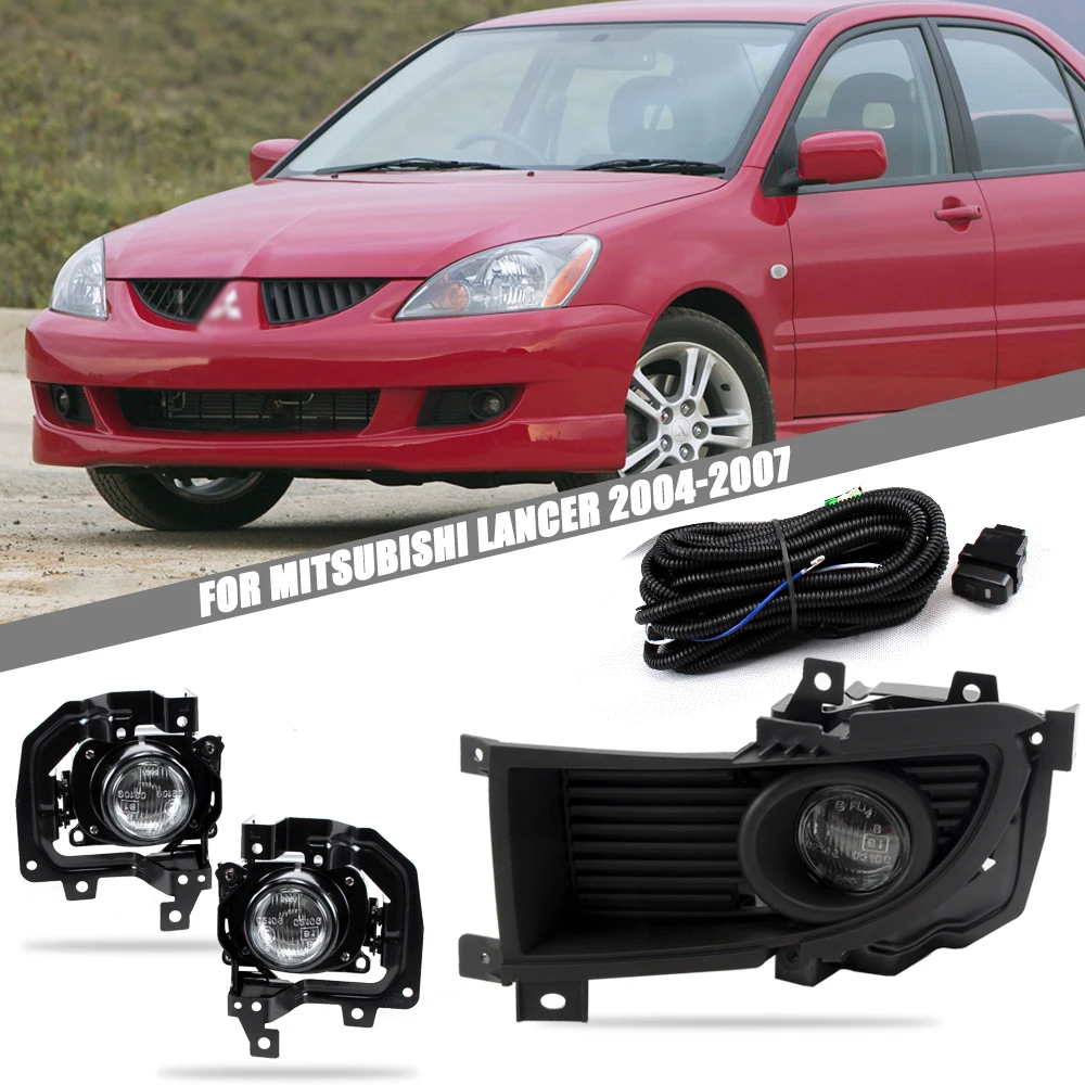 Front Bumper Fog Lamp Upgrade For Mitsubishi Lancer 2004 2005 2006 2007 Version Additional Foglight Set Switch + Wiring