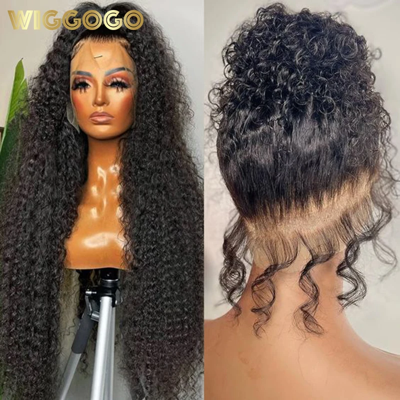 Wiggogo 13X4 Hd Lace Frontal Wig 360 Curly Lace Frontal Human Hair Wig Transparent Deep Wave 5x5 Lace Closure Wigs For Women